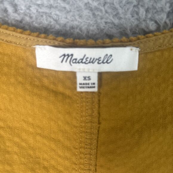 Madewell Corduroy Fall Antique Gold Side-Button Shift Dress Oversized Size XS - Picture 3 of 7